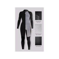 SISSTR Evolution 7 SEAS 5.4mm Eco Wetsuit Chest Zip Neopren Haube Frauen Fullsuit schwarz