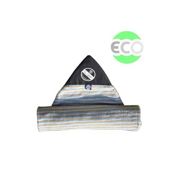SURFGANIC Eco Surfboard Sock 6.0 Fish Shortboard beige blue striped