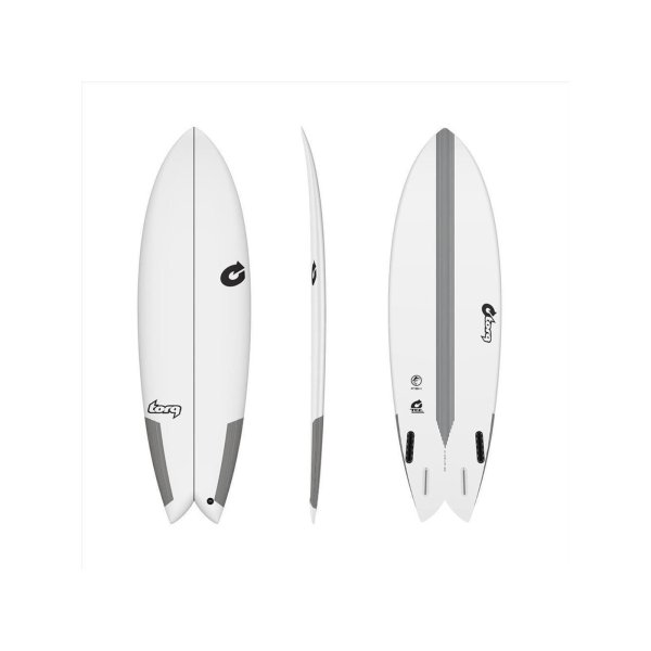 Surfboard TORQ Epoxy TEC Quad Twin Fish 5.8 carbon white