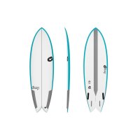 Surfboard TORQ Epoxy TEC Quad Twin Fish 5.6 Rail blau